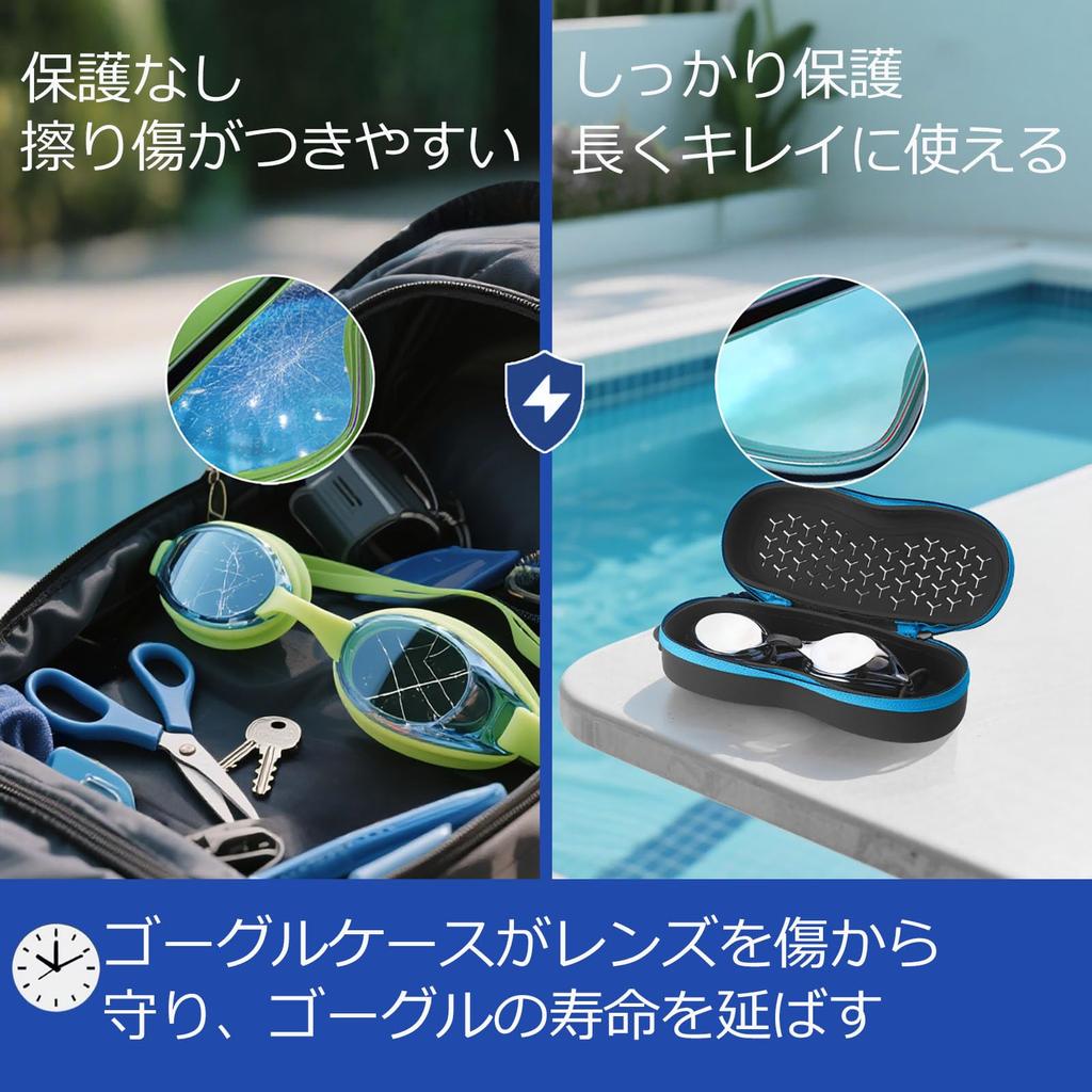 Shelinc Очки для плавания Дышащие Карабин Легкий Силиконовый Чехол на молнии, Дизайн, В комплекте, Для переноски, (черный)