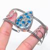Natural K2 Blue Azurite Gemstone 925 Sterling Silver Cuff Bangle Adjustable P2W42