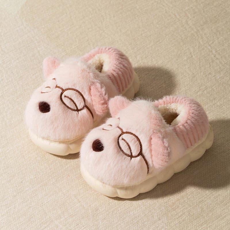Детские хлопковые тапочки, милые домашние теплые нескользящие детские меховые тапочки с героями мультфильмов, модные домашние мягкие тапочки