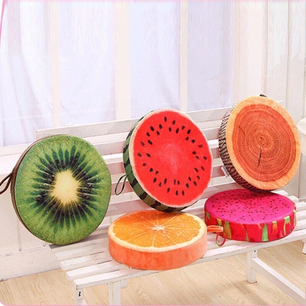 Fruit Slice Print Seat Cushion Round Plush Pillow Soft Throw Pillow Gift Present