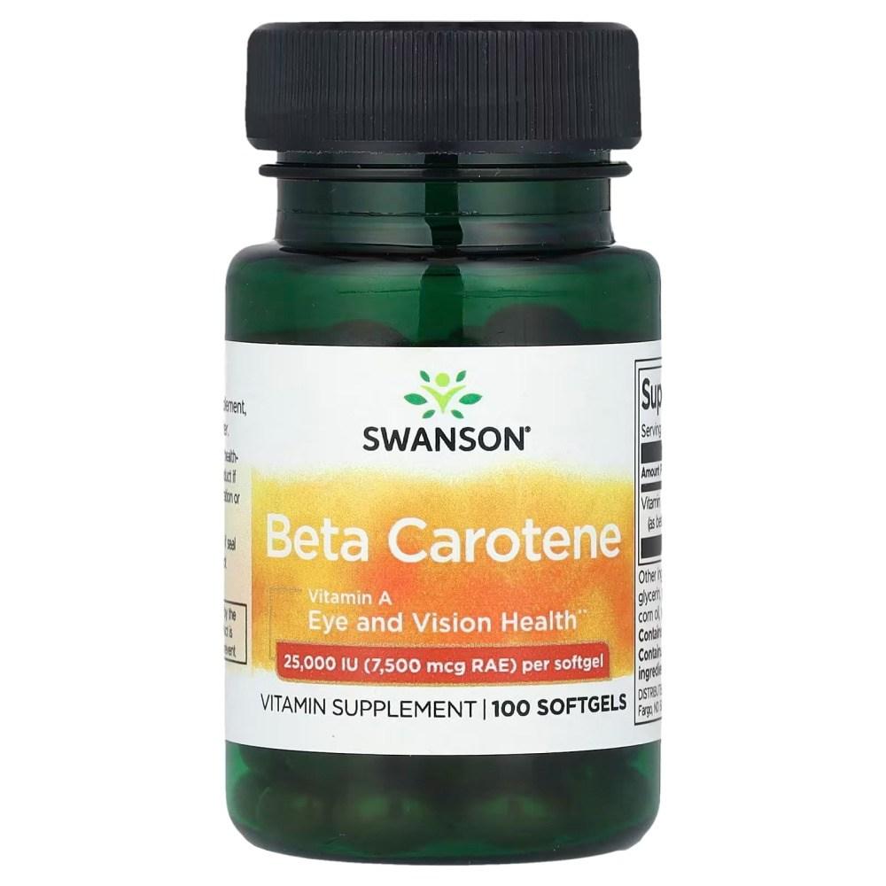 Swanson Beta-Carotene 25,000 IU 100 Capsules Vitamin A 4 pcs