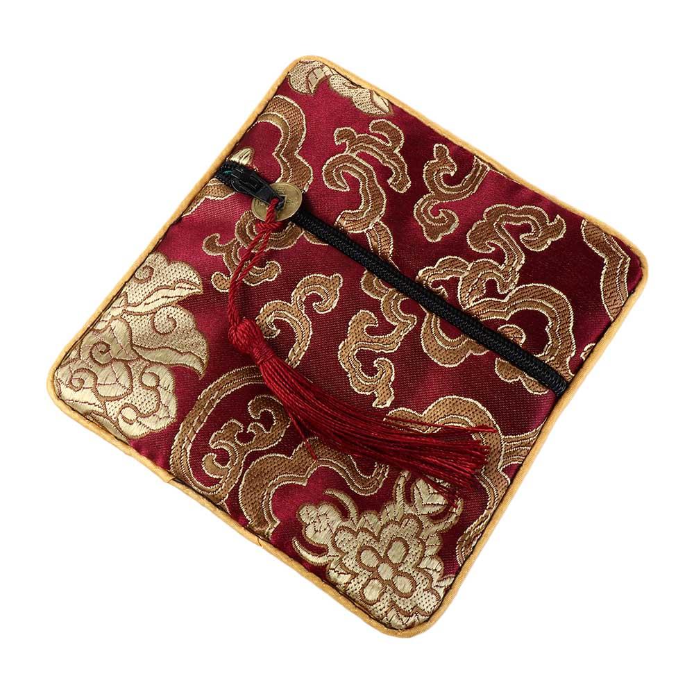 Flower Pattern Jewelry Storage Bag Chinese Style Coin Purse Silk Jewelry Organizer Brocade Pouch
