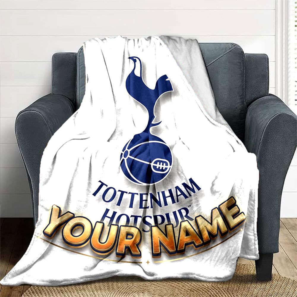 1pc Personalized Name T-Tottenham Hotspur Blanket, Gift, for Men and Women, Soft Blanket, Good for Sofa Bed Couch Travel, Lightweight Flannel Blanket