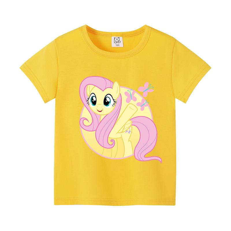 Девочки Футболки My Little Pony Кавайный Мультяшный Рисунок Принт Топы Летние Детские Повседневные Короткий Рукав Милые Детские Одежда Для Девочек