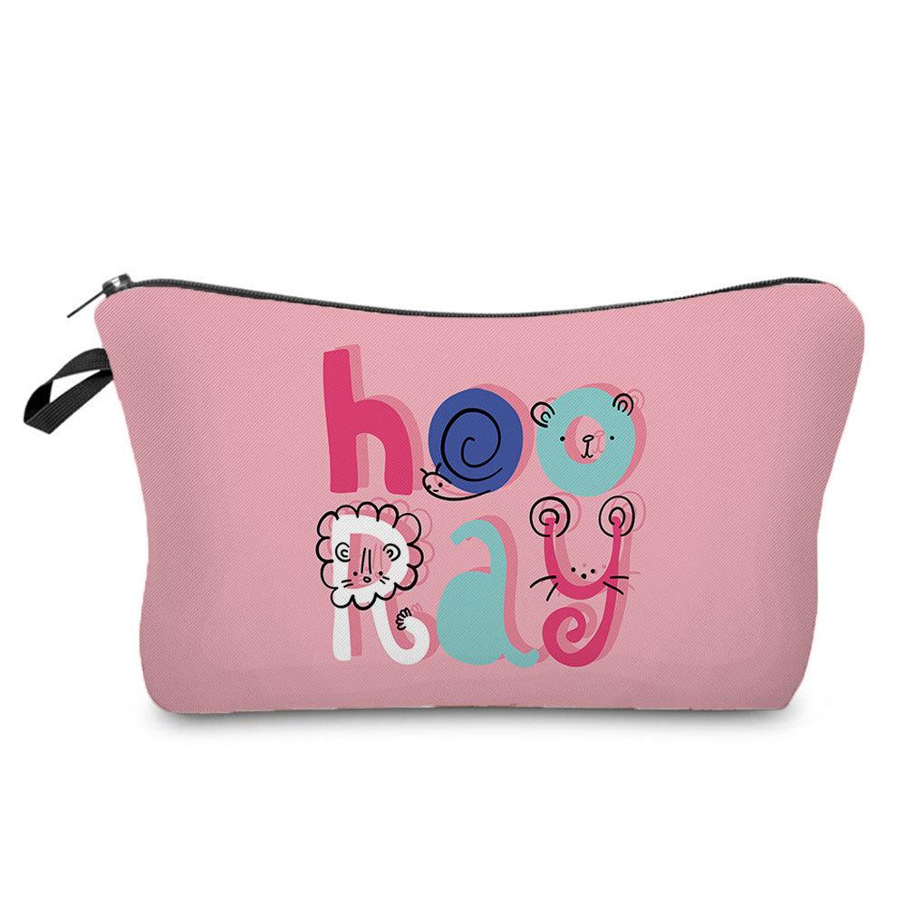 Women Cartoon English Alphabet Print Cosmetic Bag Toiletries Organize Travel Storage Case 6707 KTB