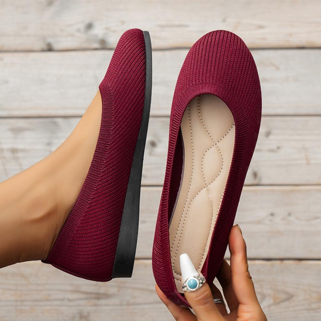 Fashion Women Flats 2024 New Solid Color Slip On Shoes for Women Casual Knitted Ballet Loafers Women Lightweight Breathable Flats Shoes