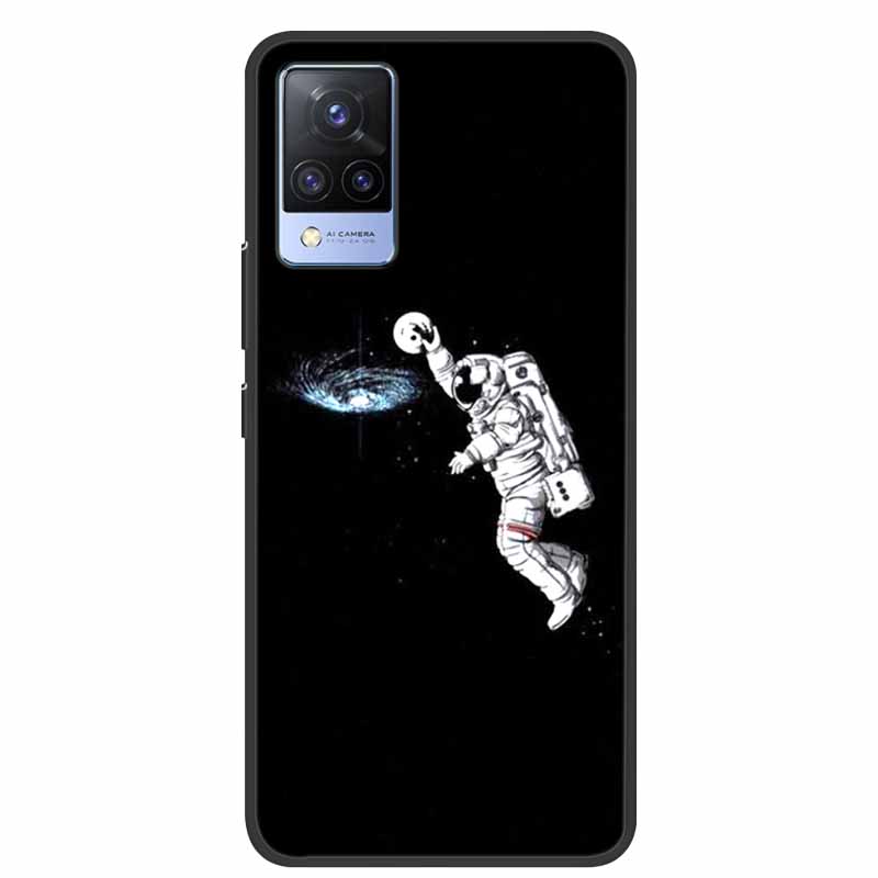 For Vivo S9 V21 V21e Case Black Silicone Back Cover Case For Vivo V21 S9 V21e Phone Cases Cover V 21 e S 9 Funda Coque Cartoon