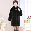 New Faux Fur Winter Dress Faux Mink Coat Faux Fur Large Fur Collar Coat Flip Collar Mom's Dress Set with Diamonds