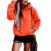 Women'S Autumn And Winter Fleece Top Loose Shoulder Sleeve Pullover Hoodie
