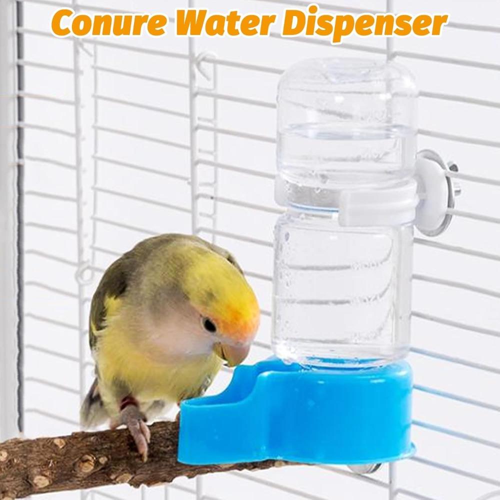 2 Pack Automatic Bird Water Dispenser Splash Proof Gravity Feeder for Cages with Suction Cups, Blue and White