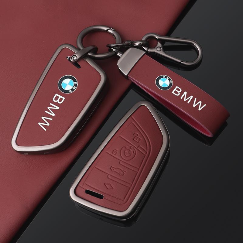 Zinc Alloy Leather Car Key Case Cover For BMW X1 X3 X4 X5 F15 X6 F16 G30 7 Series G11 F48 F39 520 525 f30 118i 218i 320i Sticker CC2