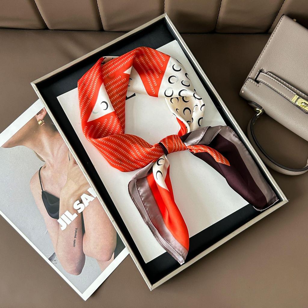 70cm Birch Forest Silk-Blend Scarf: Women's Spring/Summer Oil Painting Style Square Scarf