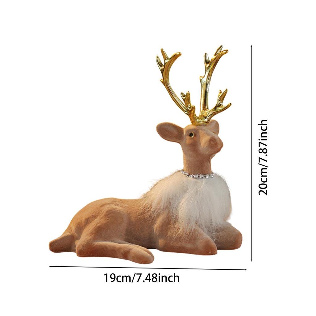 Christmas Reindeer Statue Holiday Decoration Home Decor Xmas Elk Figurine Simulated Deer Sculpture for Winter Tabletop Office