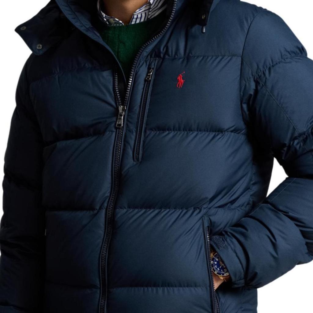 Polo Ralph Lauren FW24 пуховик с капюшоном и вышивкой на молнии с длинными рукавами мужская куртка темно-синего цвета MNPOOTW16021340-410