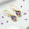Серьги-подвески Huitan Waterdrop Purple CZ для женщин, свадебные, помолвочные, эстетический аксессуар для леди, подарок на годовщину, модные ювелирные изделия