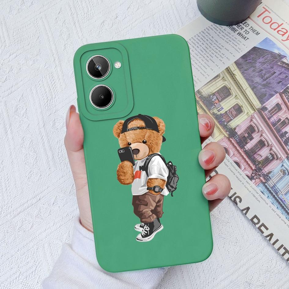 Чехол для телефона OPPO Realme 5 6 8S 9 10 Pro + Plus 9i 4G 5G с милым мультяшным узором, квадратный жидкий силикон, мягкий ТПУ для Realme 2 6 7 Pro, чехол-бампер