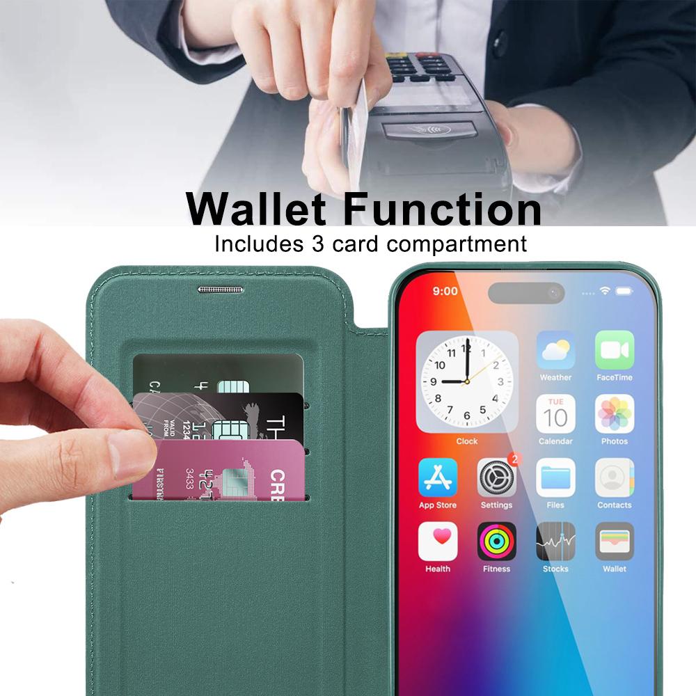 Для iPhone 16 Магнитный Чехол Блокировка RFID Кожаный Чехол Для Телефона