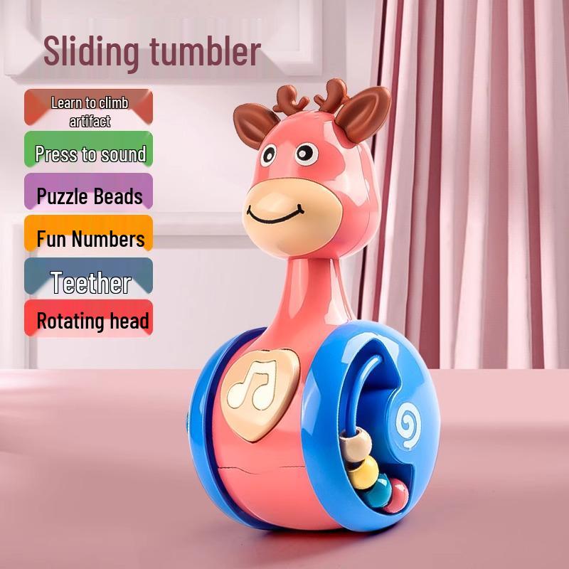 Скользящий Неваляшка-Олень: Успокаивающая развивающая игрушка для младенцев 6-12 месяцев и малышей 0-3 лет