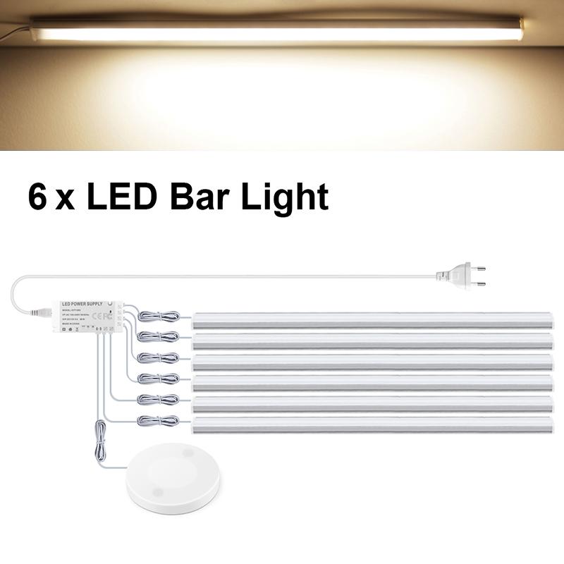 Светодиодная трубчатая лампа с блоком питания 220 В на 12 В, проникающий сенсорный выключатель, датчик взмаха рукой, комнатное освещение для дома, спальни, кухни