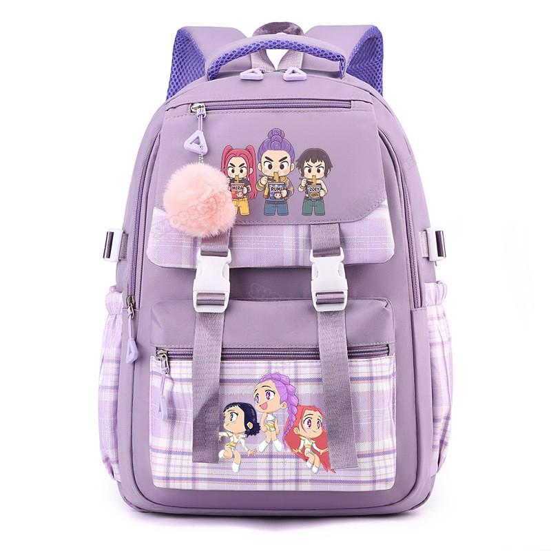 Kids Cartoon Backpack School Daily Use Large Capacity Oxford Fabric Bag With Curved Shoulder Straps