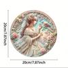 Железное Настенное Искусство Круглая Металлическая Картина Девочка с Птицей Домашний Декор Сад Праздничный Подарок