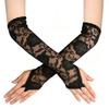 Fingerless Design Elbow Length Gloves Sheer Fabric Long Floral Gloves  Formal Occasion