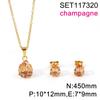 European and American Set Necklace Color Water Drop Zircon Small Fresh Collarbone Women Titanium Steel Zircon Set