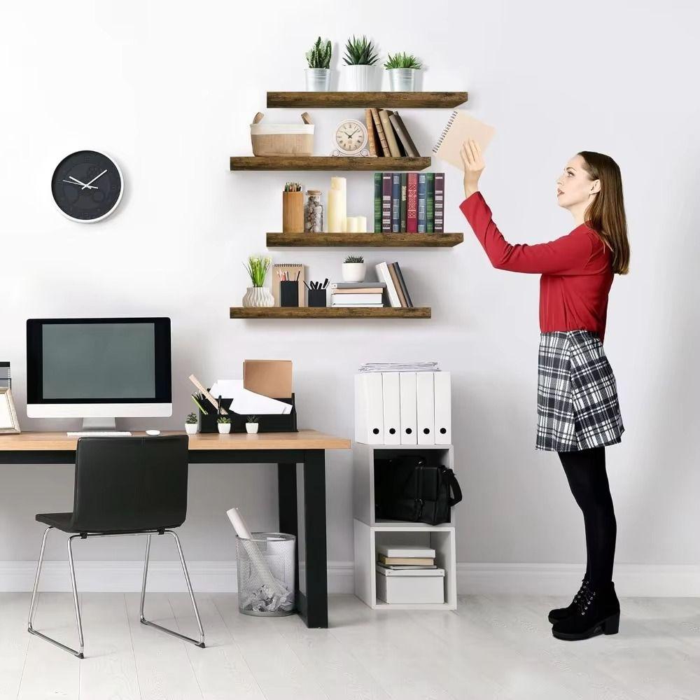 Настенная полка из массива дерева, подвесная полка для хранения книг, настенная книжная полка, современная подставка для демонстрации книг.