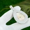 Pear Natural Scolecite Boho Birthday Mother Bezel New Pendant Sterling Silver