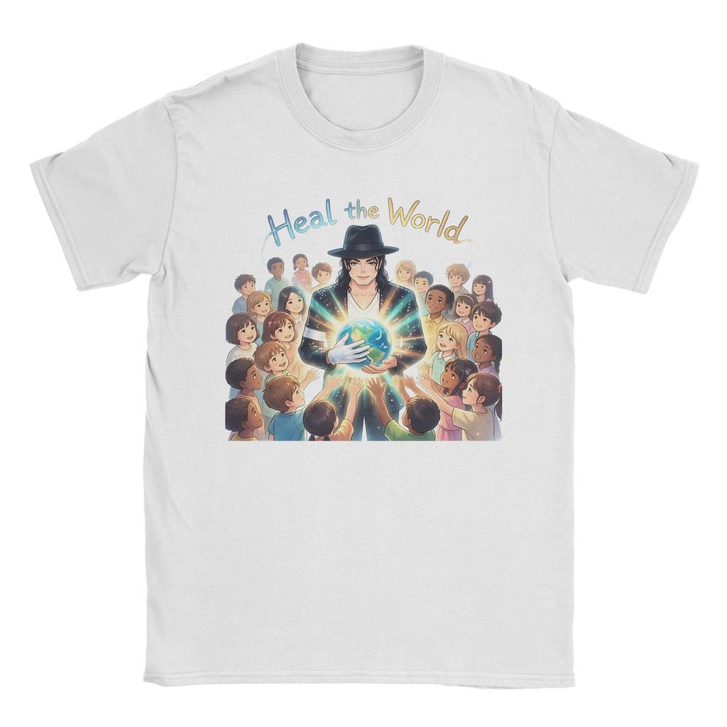 Unisex Unisexs Heal The World T Shirts Mj 100 Cotton Clothes Novelty Short Sleeve Crewneck Tees Big Size Tshirts