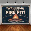 2D Flat Printing Vintage Campfire Backdrop for S'mores Night and Family Gathering Photoshoot