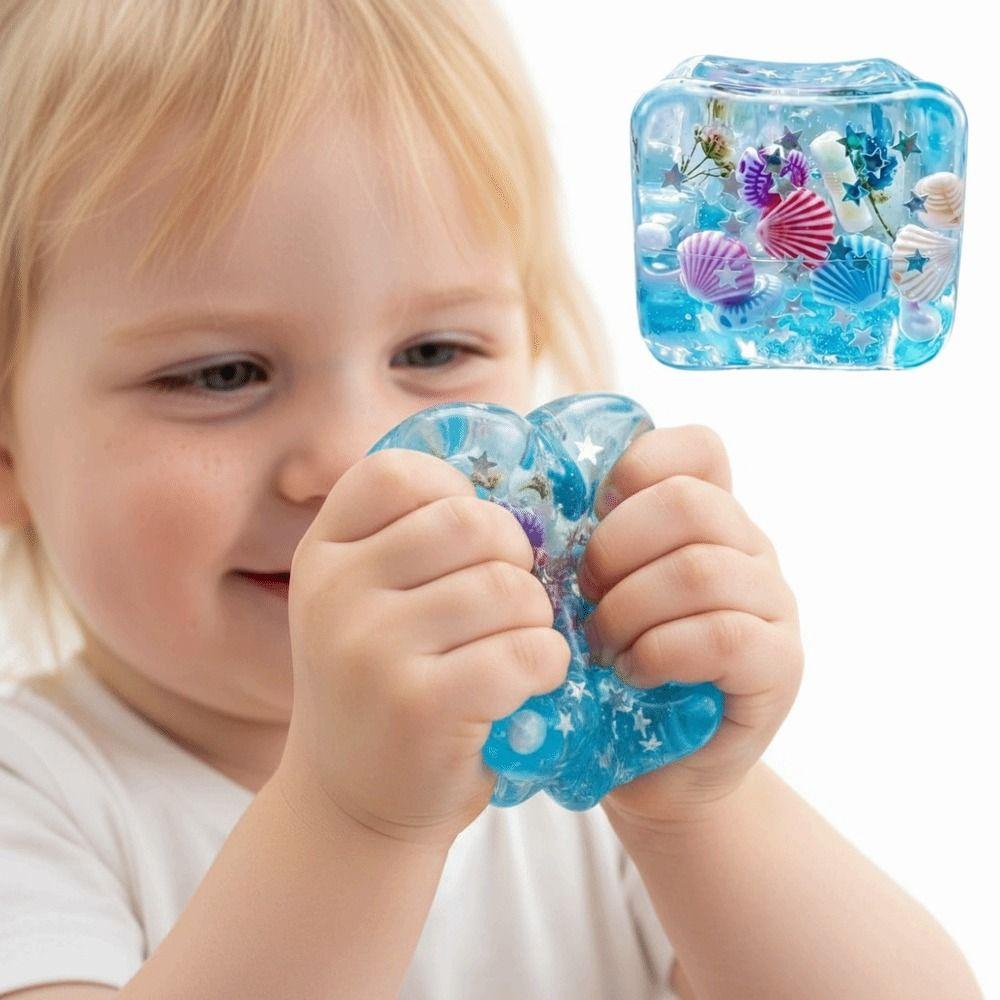 Reusable Ocean Sensory Fidget Toy Island Theme Slow Rise Squishy Toys Pinch Cube Gift Kids Toy