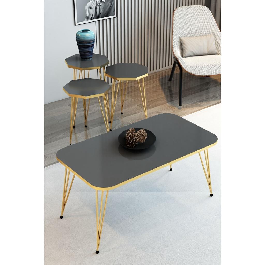 Набор журнальных столиков и журнальных столиков из 3 предметов, золотой восьмиугольный журнальный столик, набор журнальных столиков с проволочными ножками