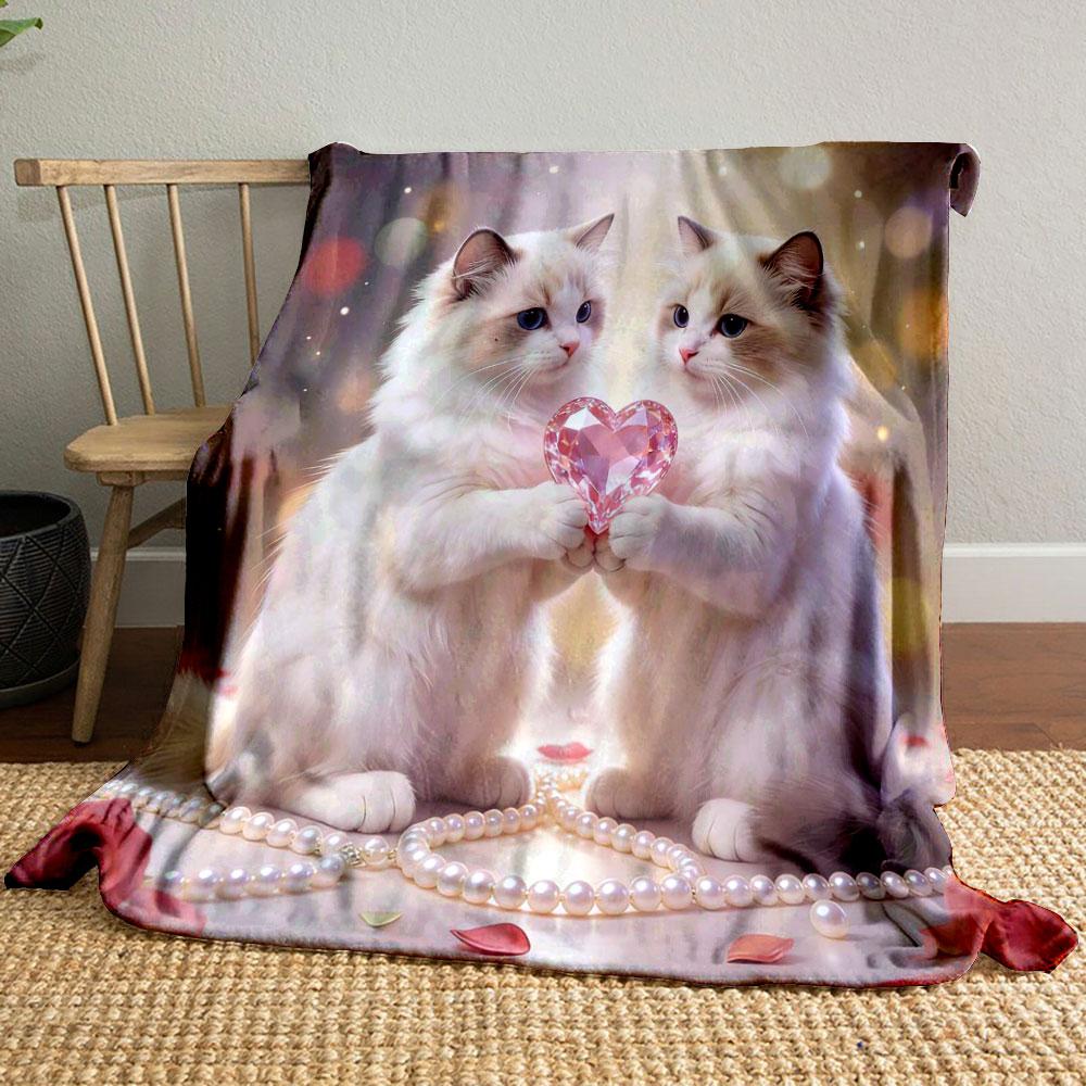 Multi Size Love Theme 2 Animals Printing Blanket Adult Children Warm Blankets Home Travel Soft and Comfortable Blanket Gifts