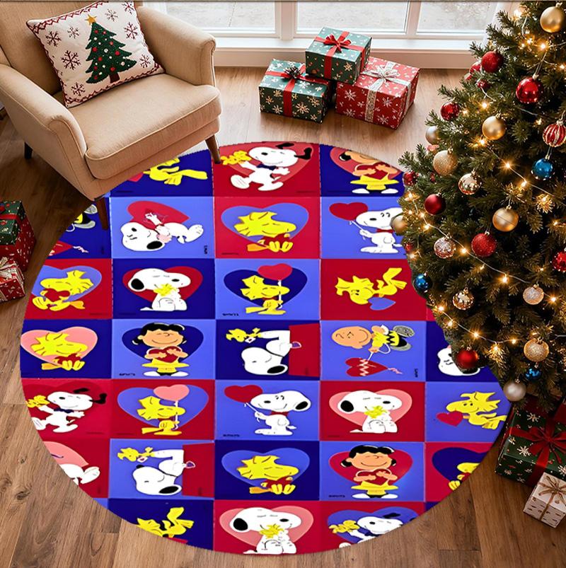 Snoopy Pattern Round Rug, Indoor/Outdoor Mat, for Picnic, Gameroom, Bedroom, Office, Living Room, Home Decor Carpet, Birthday Gift