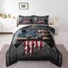 Erosebridal Western Texas Star Bedding Set Retro Vintage American Flag Quilt Cowboys Gifts for Men,Patchwork White Red and Blue Comforter Se