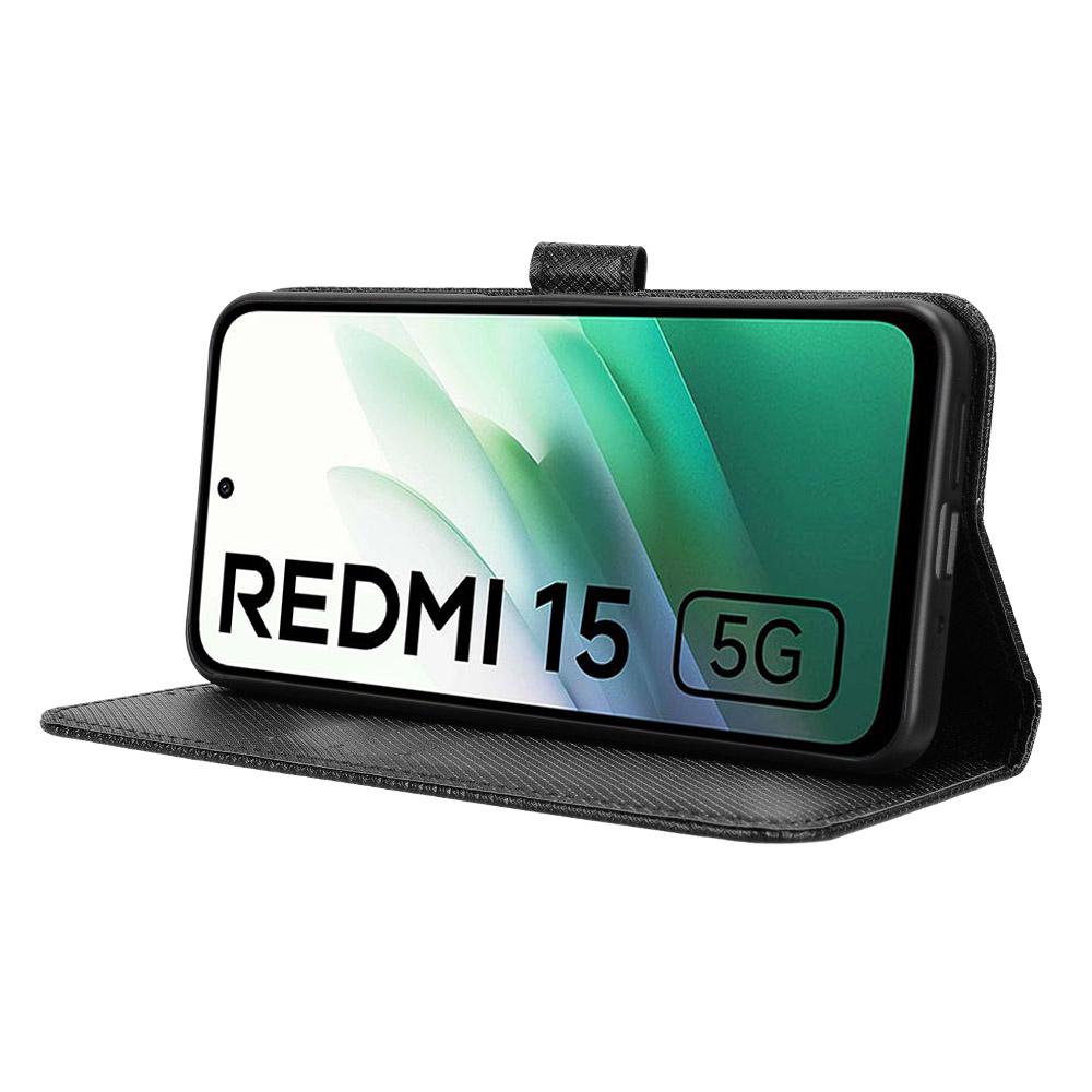 Для Xiaomi Redmi 15 5G (Глобальный) (169 мм) Кожаный чехол-портмоне с ремешком и ромбовидной текстурой для телефона