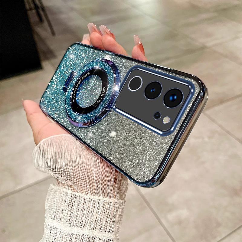 Роскошный чехол с кронштейном Glitter Case для vivo Y28 Y200 V21 V21E V23 Y76 Y73 Y53S Y51 Y36 Y35 Y33S Y31 Y22 Y21 Y20 Case Holder Cover