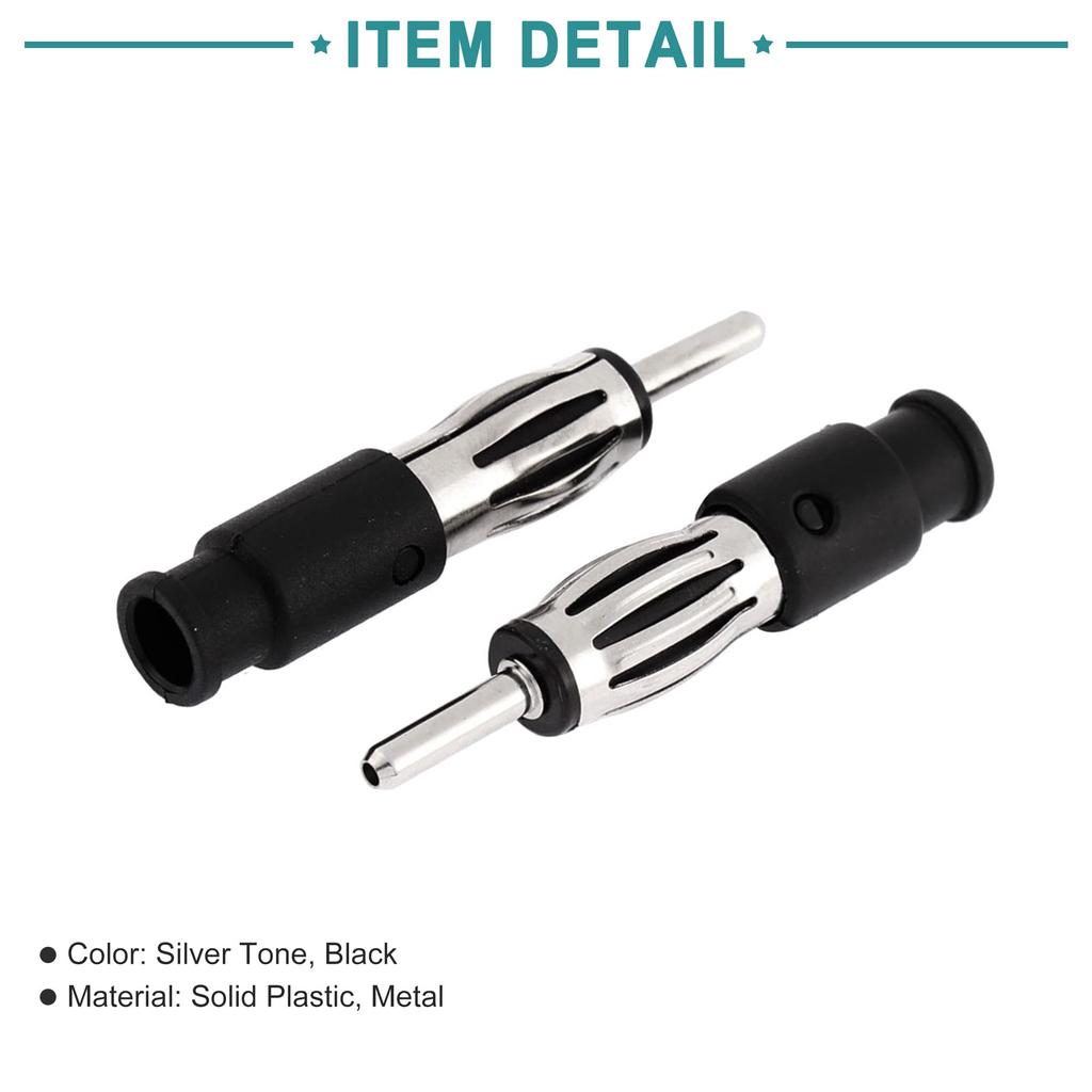 ACROPIX Car Radio Solid Plastic Case Antenna AM/FM Male Adapter Connector Silver Tone 10pcs