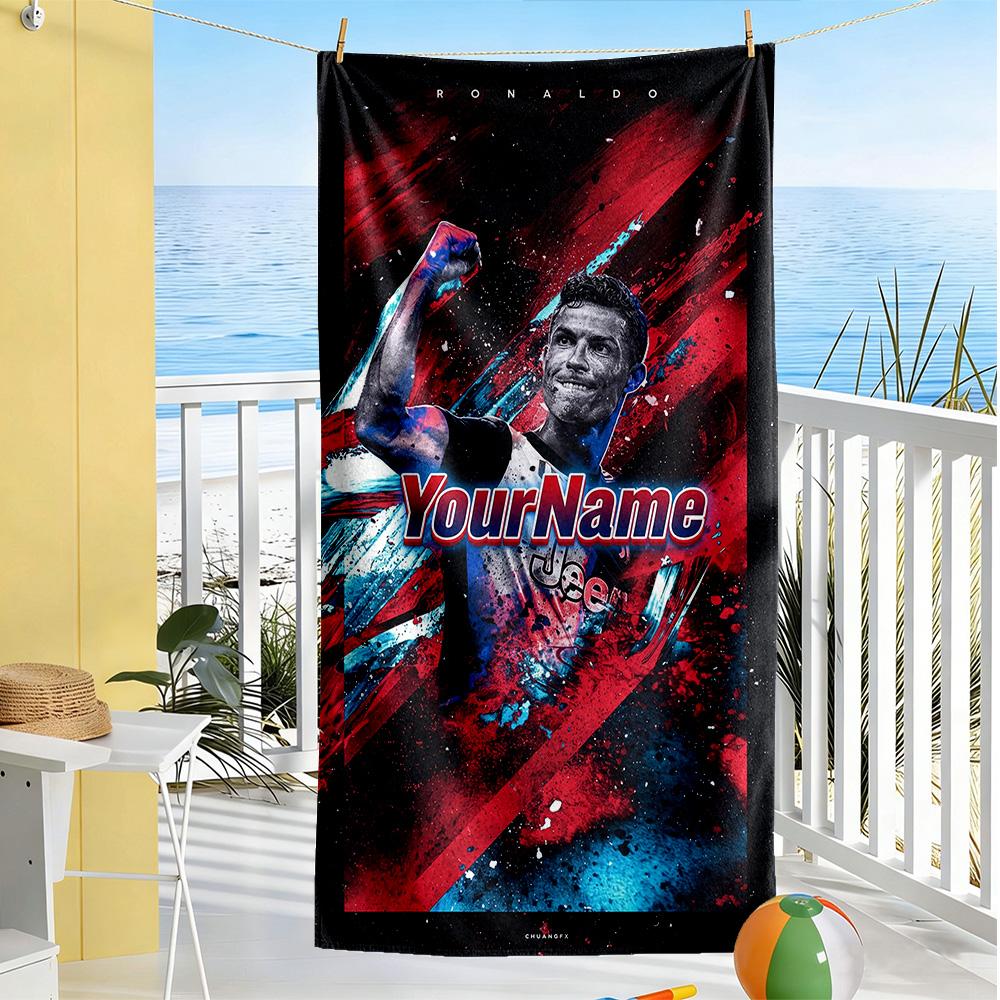 Cristiano Ronaldo Customize Your Name Beach Towel Quick-Dry Soft Microfiber Portable for SwimmingBeachCamping Travel Beach AccessoriesGym