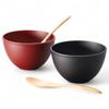 Set of 2 Bowls Urethane and Spoon Urethane Dishwasher and Microwave Made In Product J-kitchens (PET (Resin)/ABS Coating) (Wooden Coating), Safe,