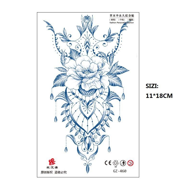 Herbal Juice Tattoo Sticker Geisha Bergamot Brahma Blossom Back Arm Back Non-Reflective Keep 15 Days Sticker