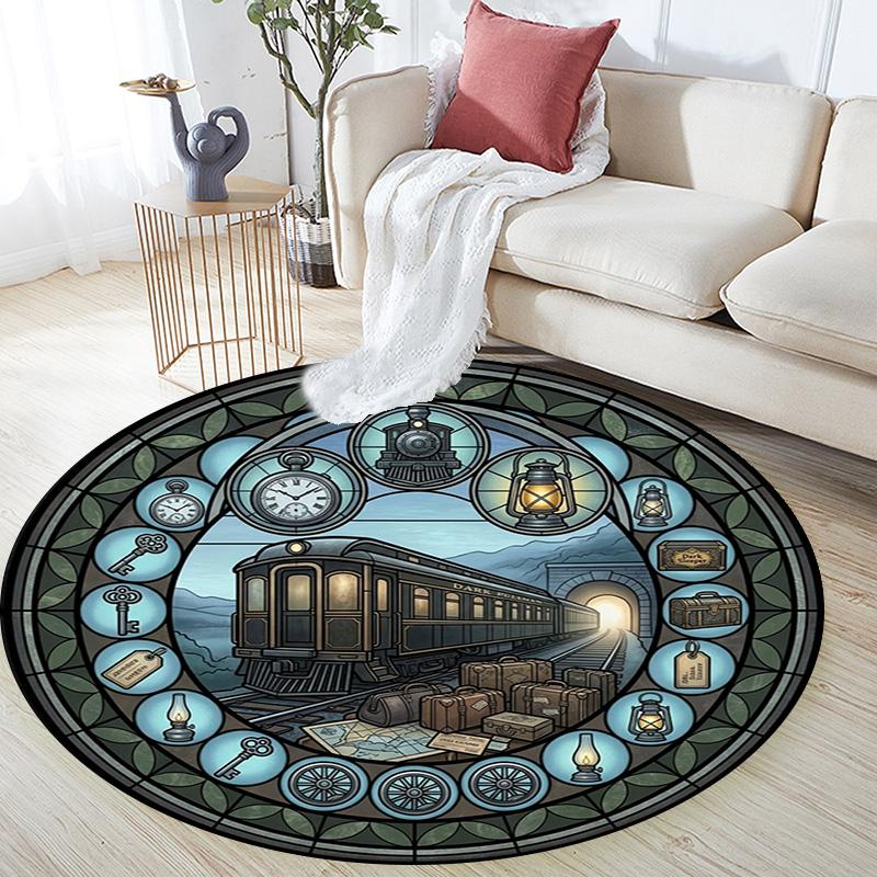 Marine Life Glass Round Area Rug Under Office Chairs Bedroom Living Room Home Decor