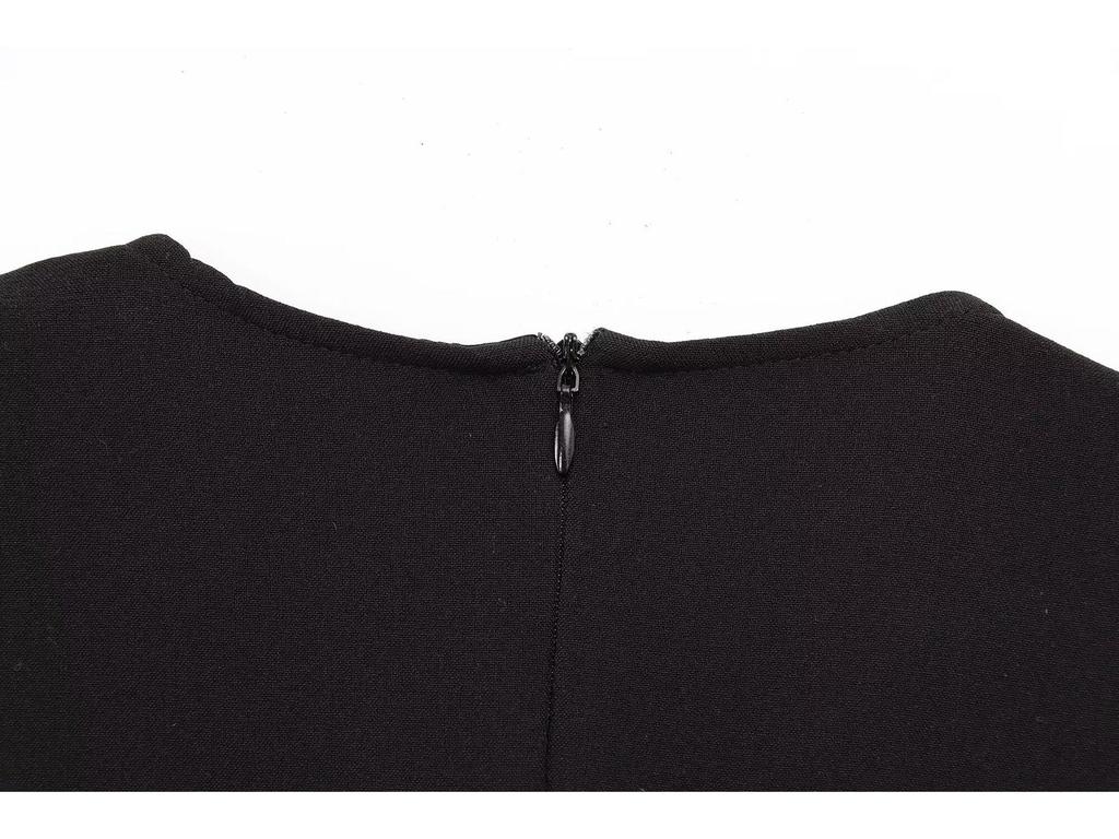 Весеннее миди-платье из крепа без рукавов с поясом 2025: Европейско-американский стиль