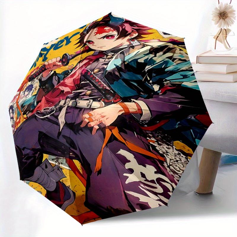 1pc Demon Slayer Pattern Automatic Umbrella is Fashionable and Good-Looking, Suitable for Travel and Daily Use.Y029