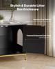 Cat Litter Box Enclosure Furniture, 70 cm Hidden Litter Box Cabinet with Metal Legs & Handle, Modern Style Cat Washroom House End Table, Fit Most of