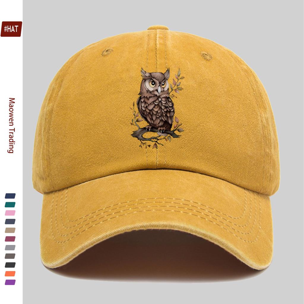 pc Animal Cartoon Owl Print Design Decorative Hat Fashionable And Elegant Vintage Casual AllMatch Headwear Adjustable Papa H