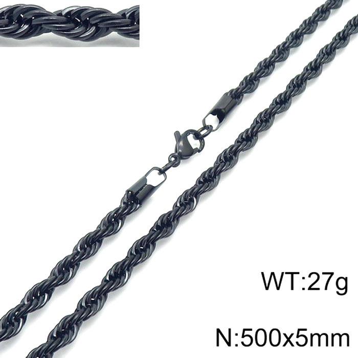 Durable Stainless Steel Rope Chain Necklace - Multi-Size, Titanium Steel for Men and Women