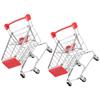 2 Pcs Mini Shopping Cart Desk Toy Kids Pretend Play Miniature Storage Supermarket Trolley Baby Metal