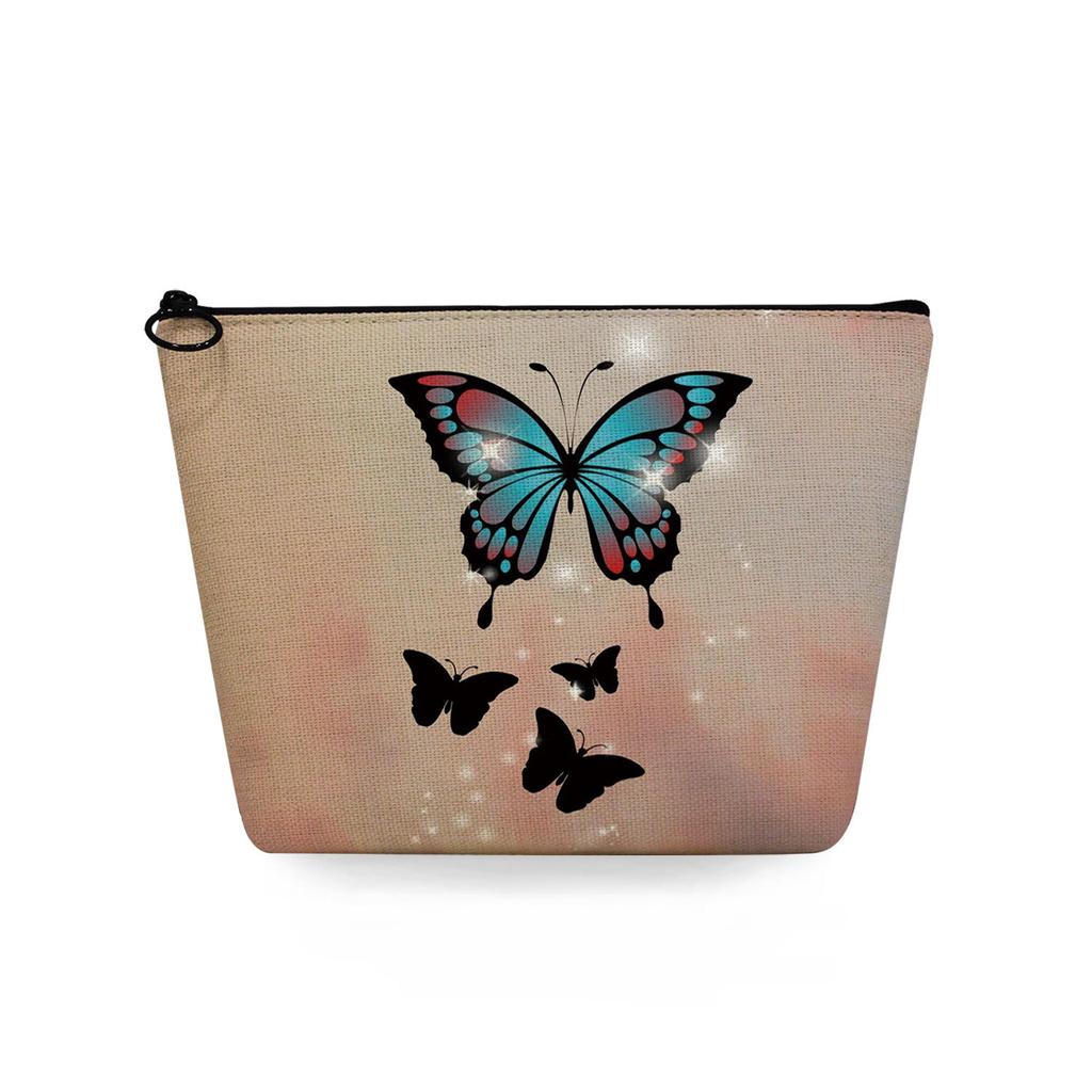 Women Butterfly Print Cosmetic Bag Toiletries Organize Travel Storage Case 6722 KTB